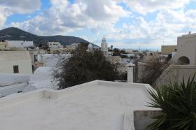 Maison sur l'île de Santorin dans le village de Megalochori